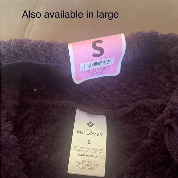 Members mark women’s purple textured plush pullover cowl neck top sz S & L - Picture 4 of 6